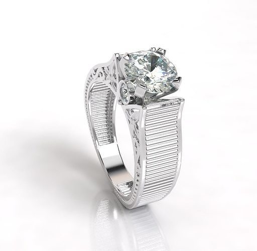 Anillo Solitario Elegante 3D model