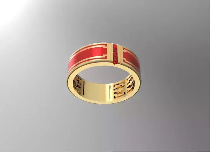 Mens Ring with Enamel Field - Elegance Ring