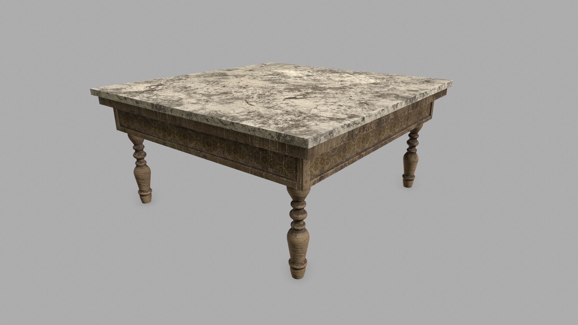 Table with marble top Low-poly 3D model_7