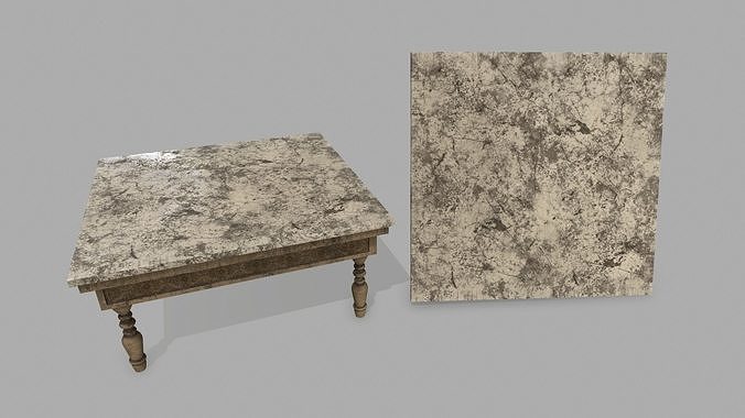 Table with marble top Low-poly 3D model