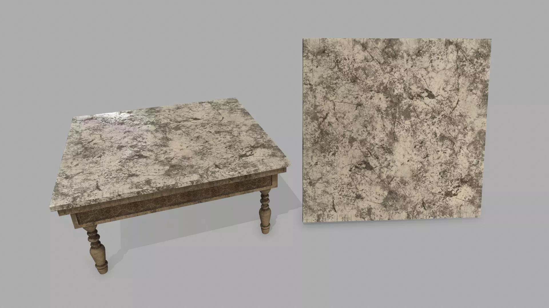 Table with marble top Low-poly 3D model_0