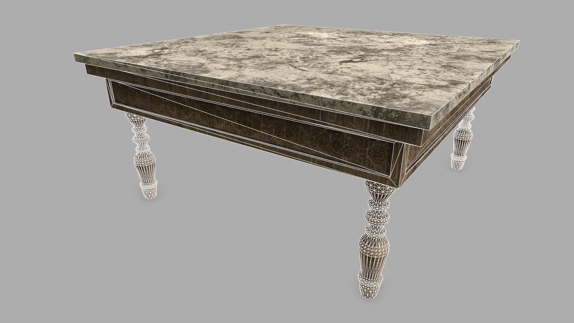 Table with marble top Low-poly 3D model_9