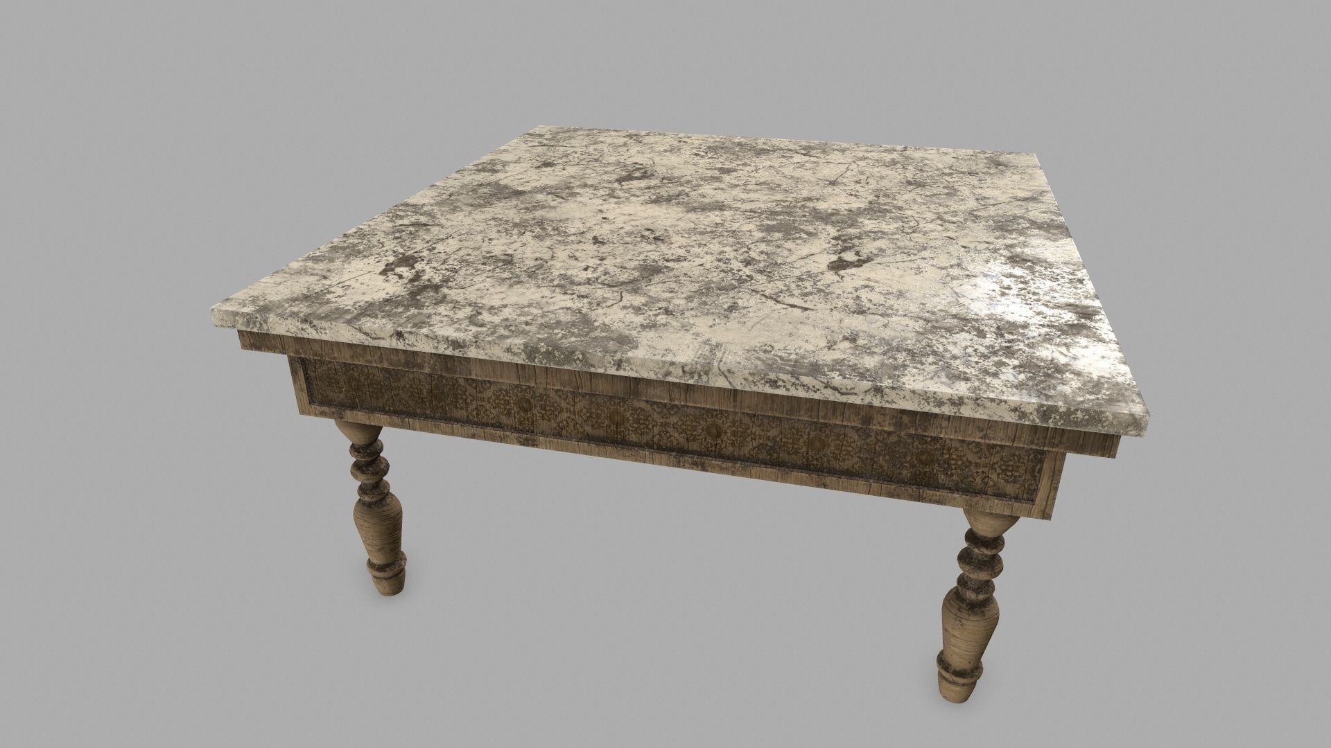 Table with marble top Low-poly 3D model_1
