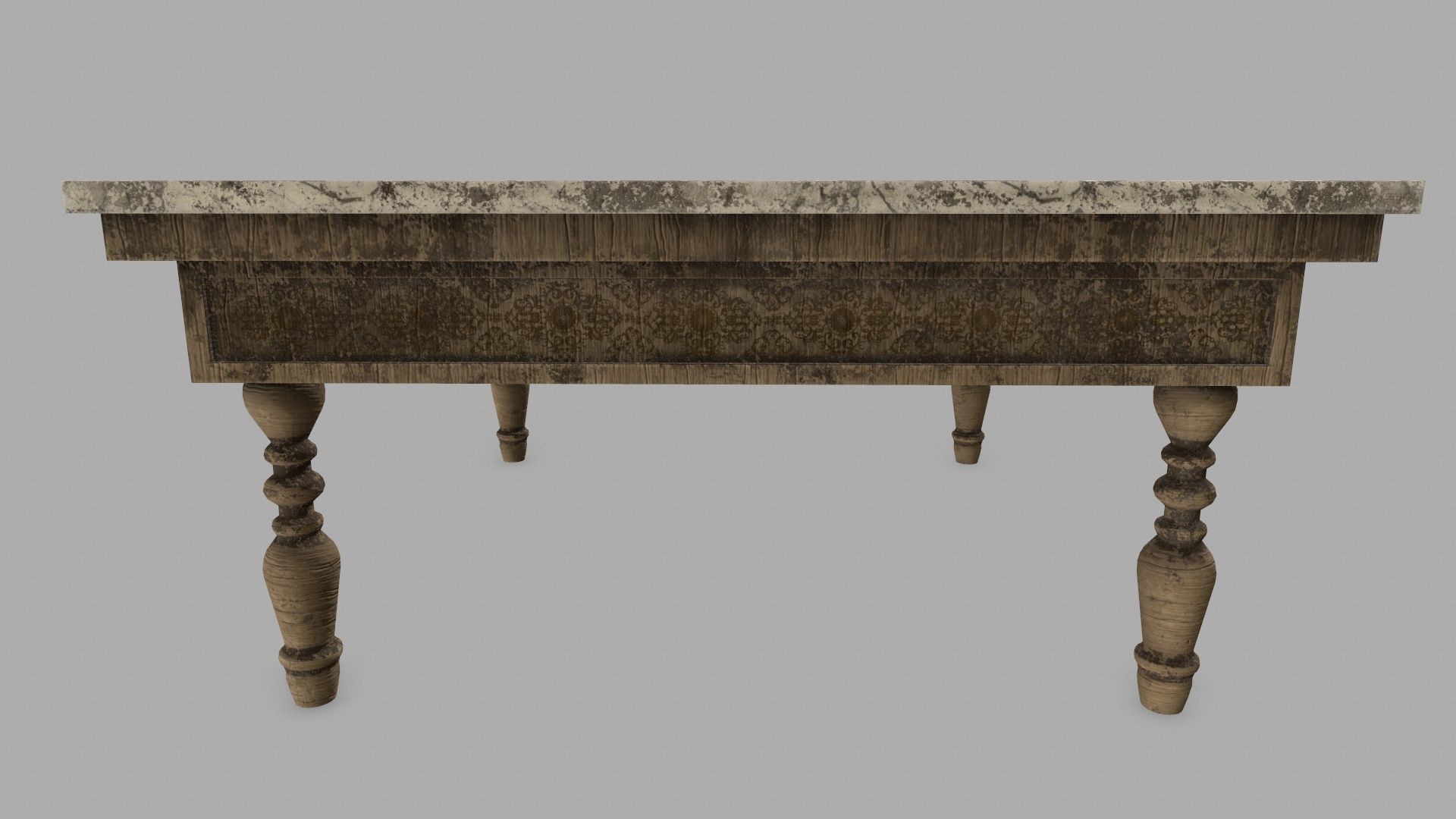 Table with marble top Low-poly 3D model_4