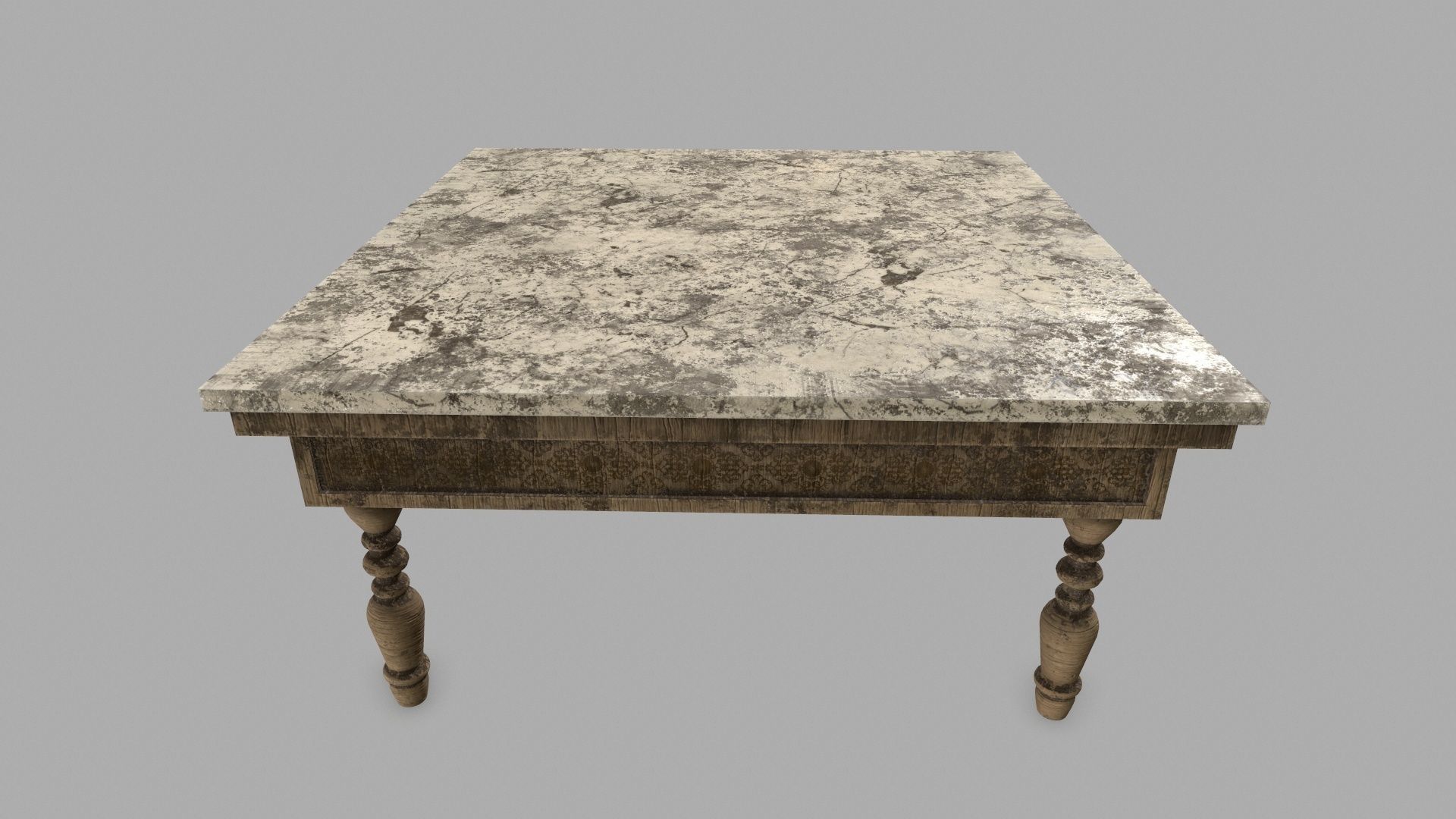 Table with marble top Low-poly 3D model_2