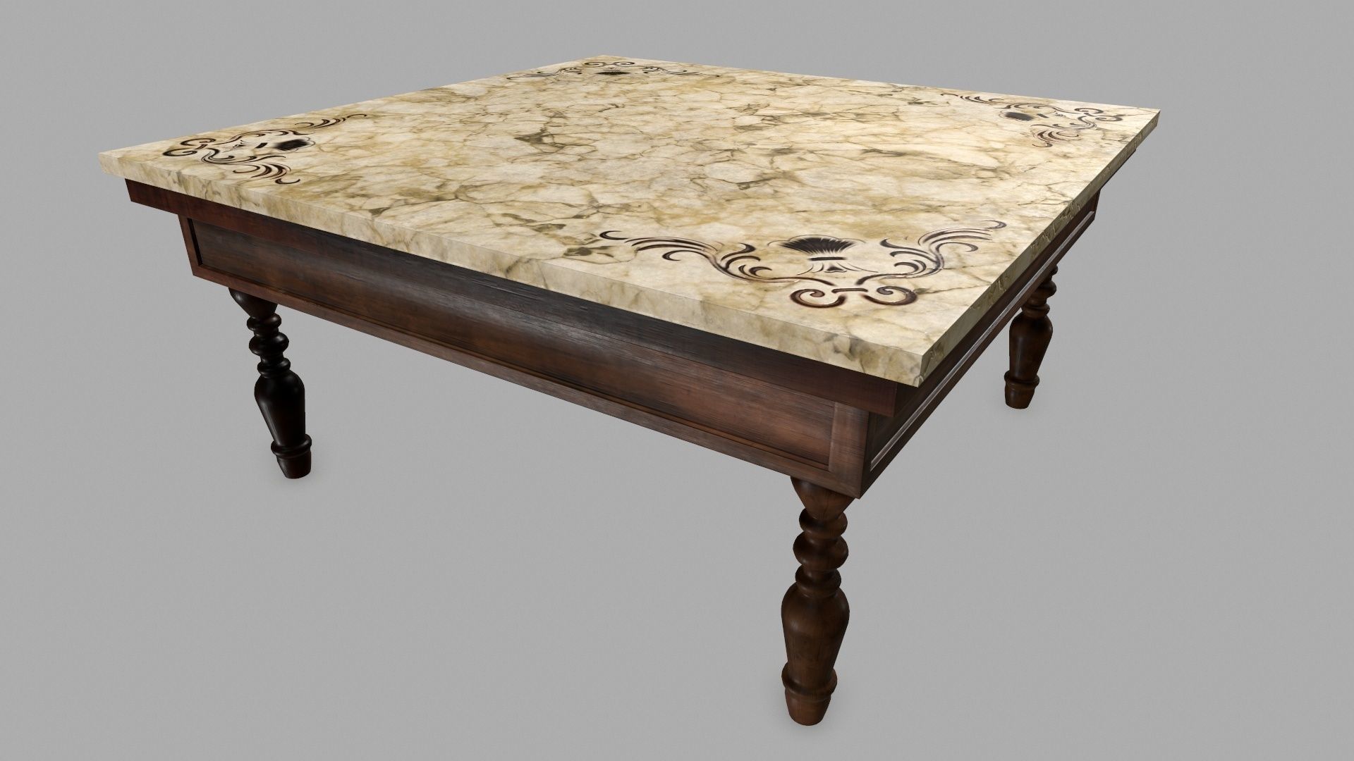 Table person marble top dining Low-poly 3D model_5
