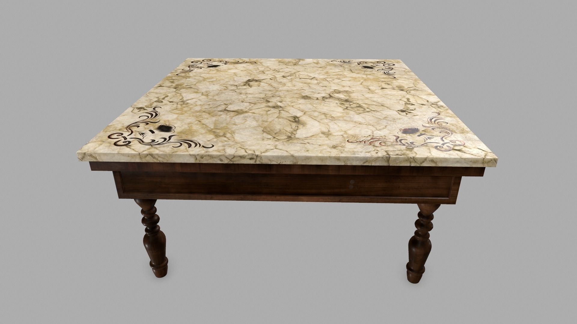 Table person marble top dining Low-poly 3D model_2