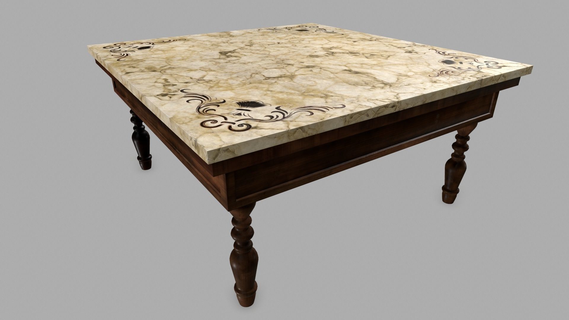 Table person marble top dining Low-poly 3D model_4