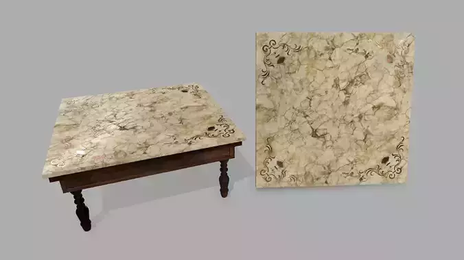 Table person marble top dining Low-poly 3D model