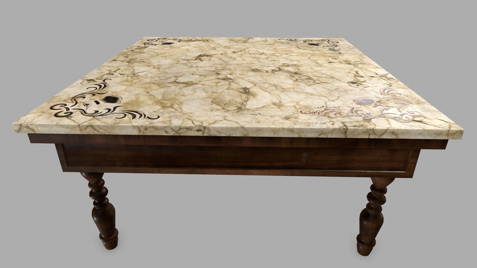 Table person marble top dining Low-poly 3D model_3