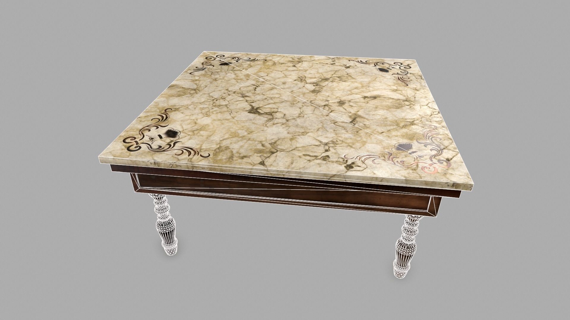 Table person marble top dining Low-poly 3D model_9