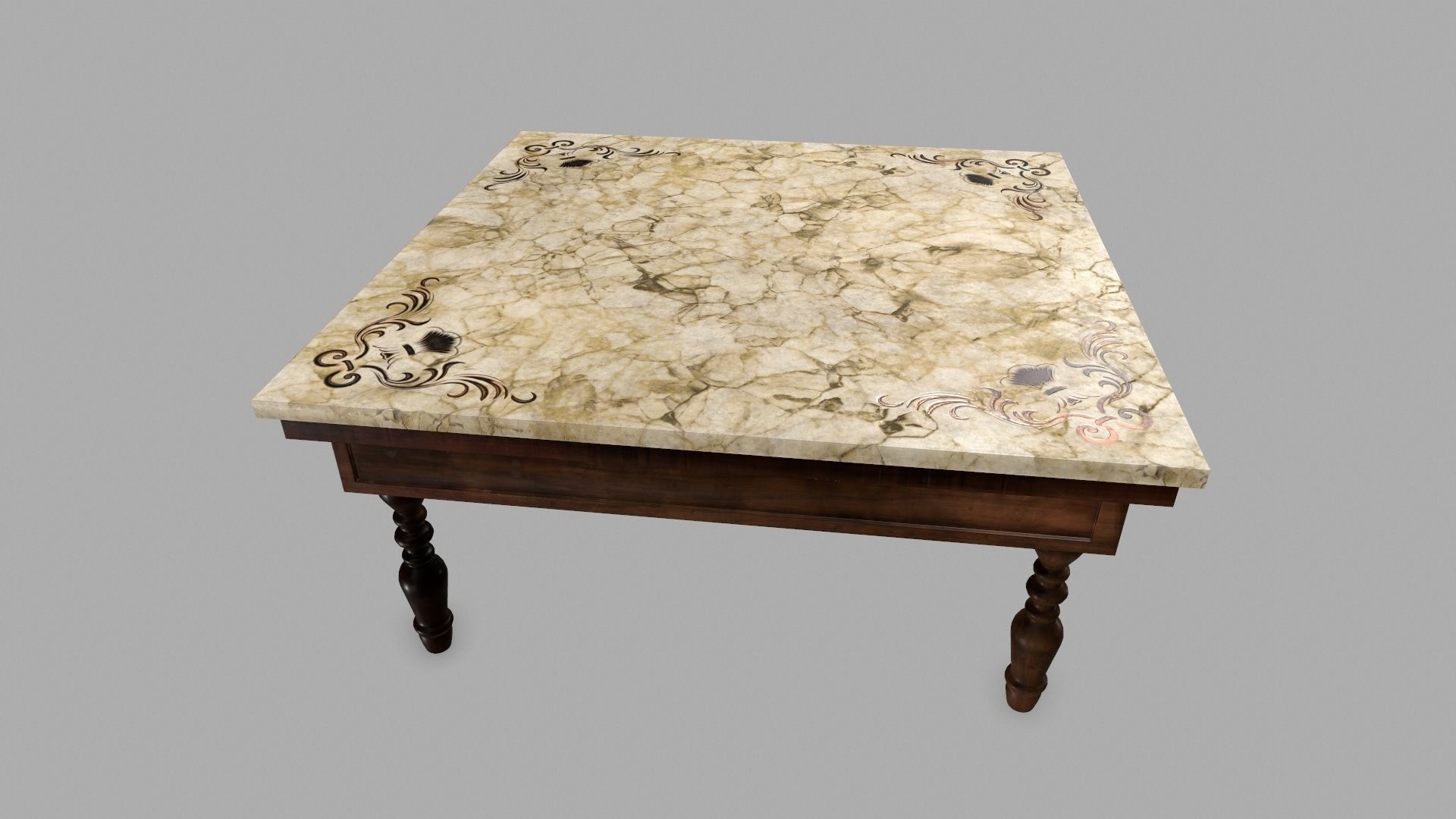 Table person marble top dining Low-poly 3D model_8