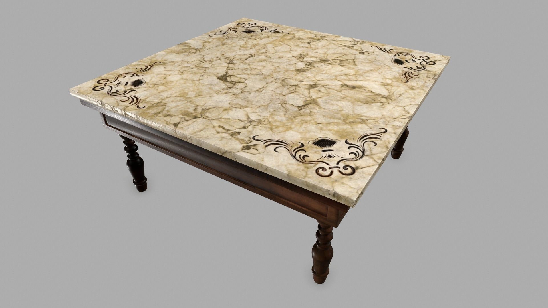 Table person marble top dining Low-poly 3D model_6