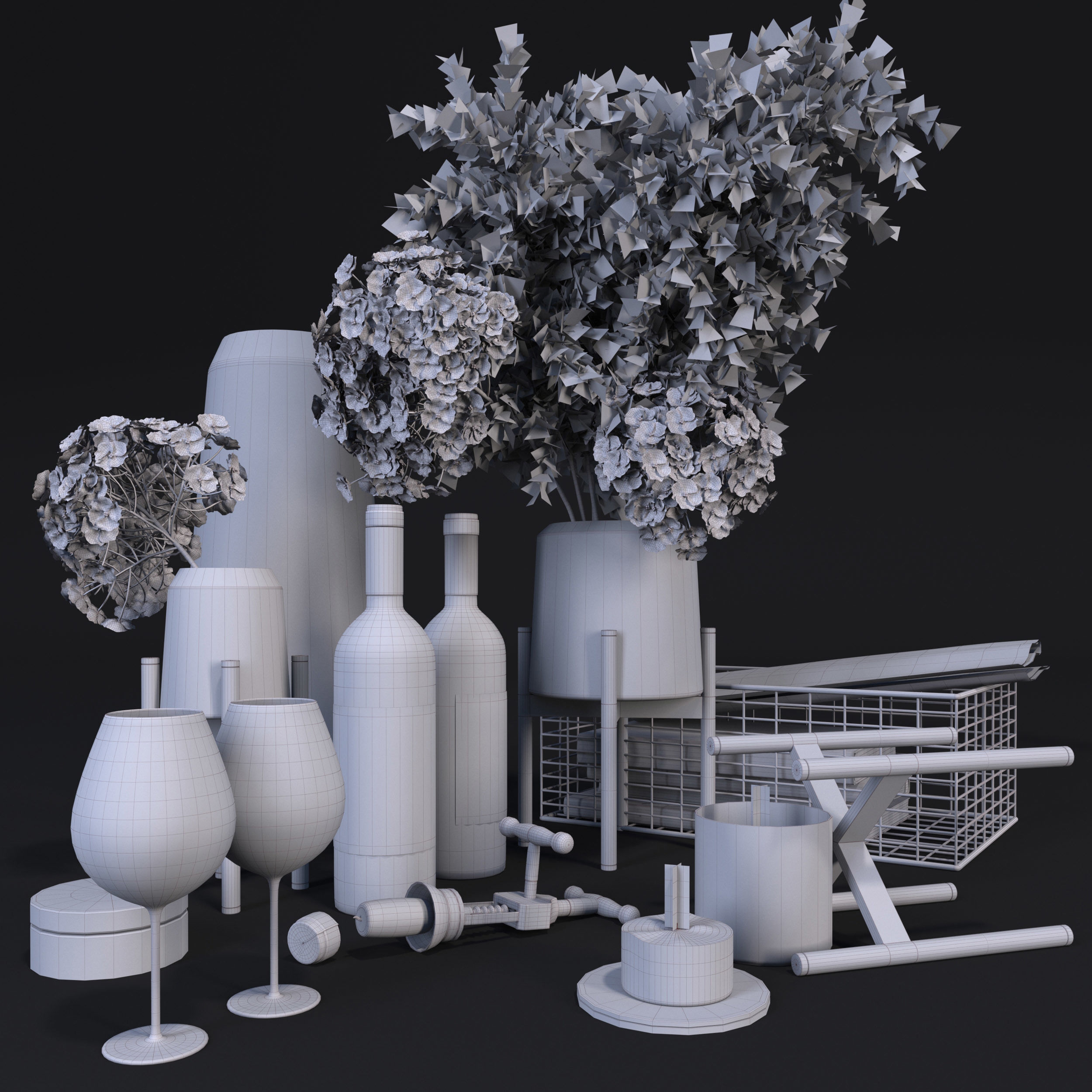 Decorative set PUH Low-poly 3D model_6