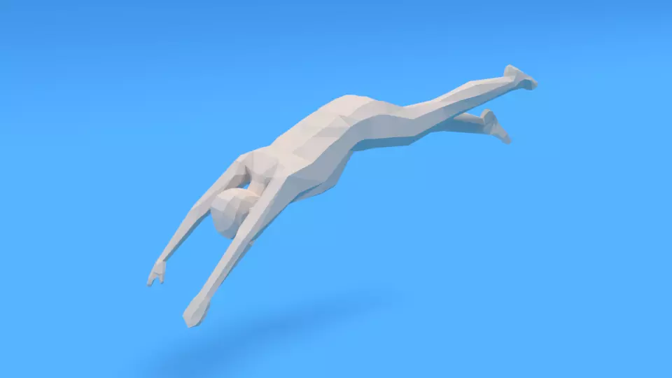 Low Poly Kid Diving Low-poly 3D model