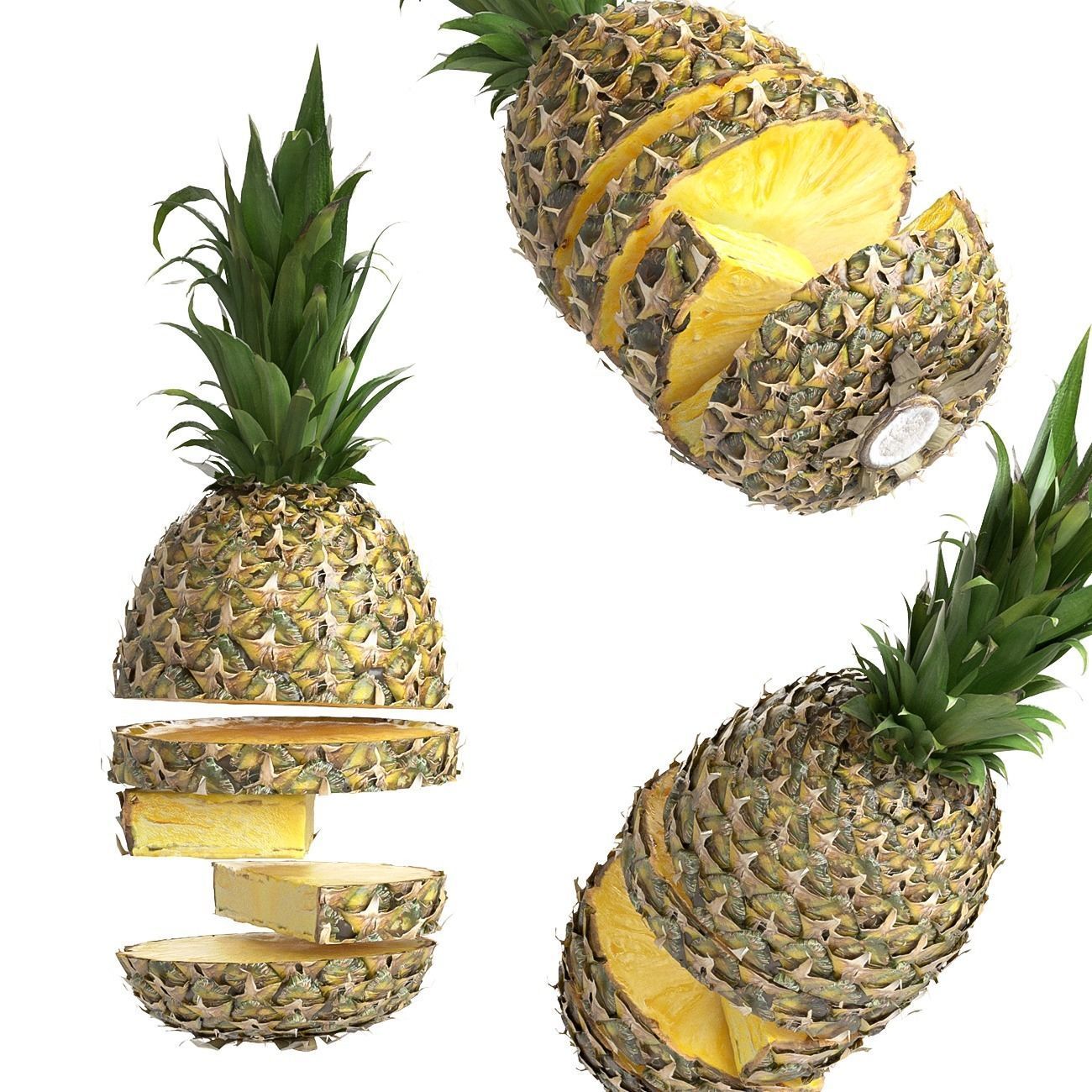 Pineapple on the Cutting Board with Knife 3D model_3