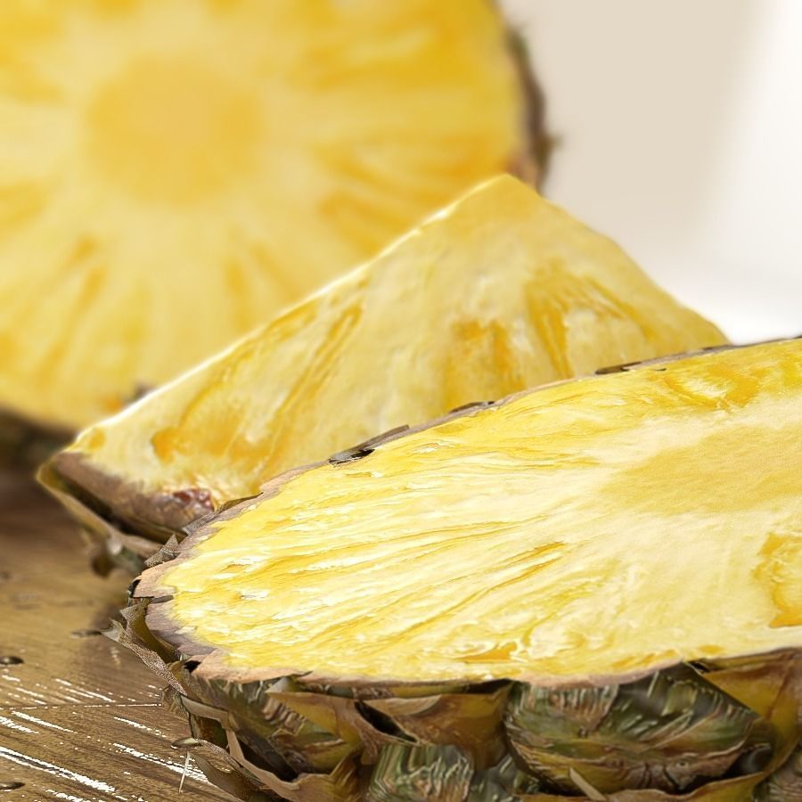 Pineapple on the Cutting Board with Knife 3D model_2