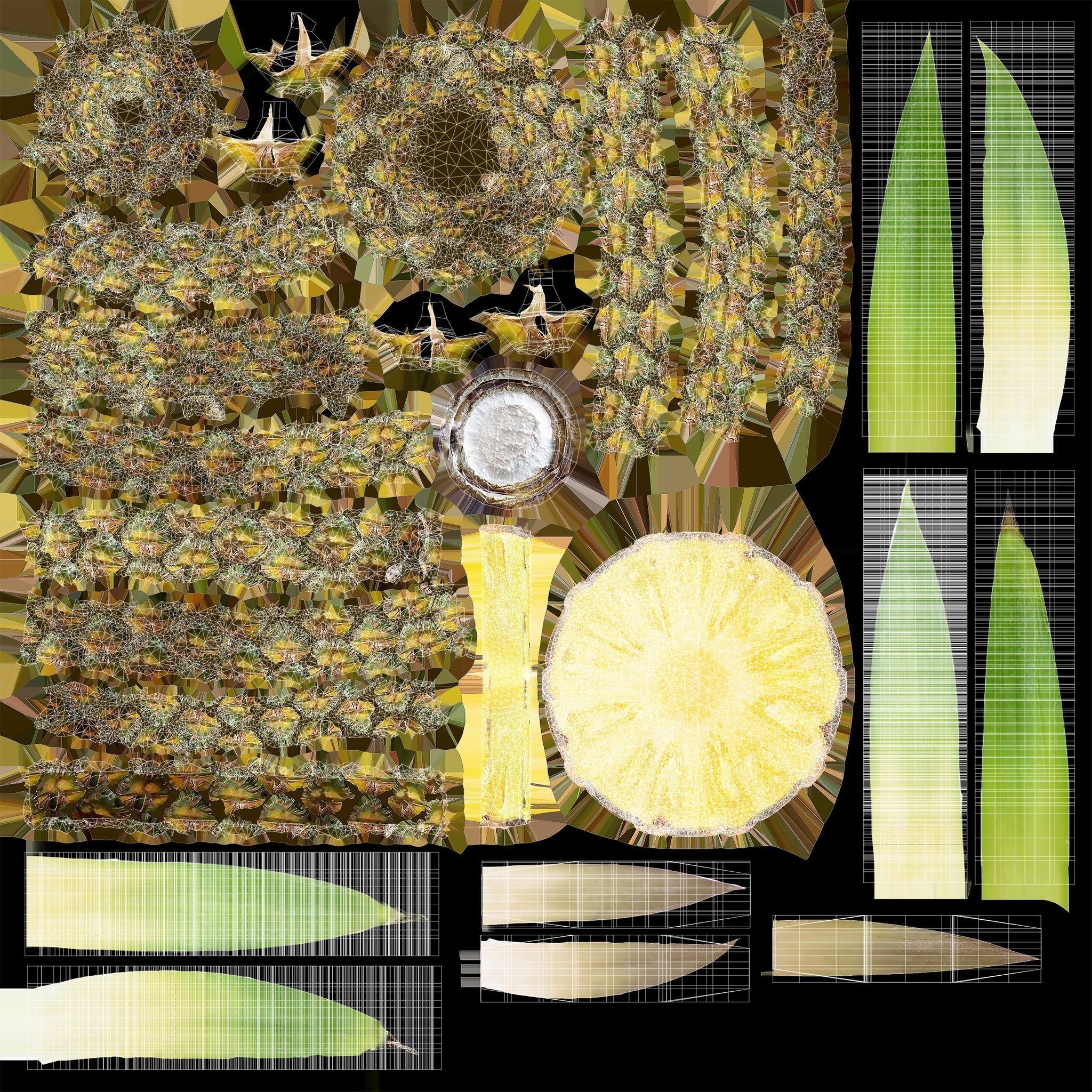 Pineapple on the Cutting Board with Knife 3D model_8