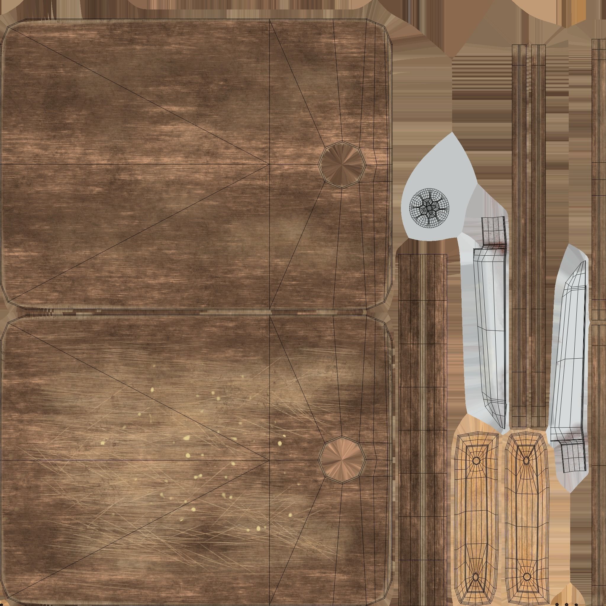 Pineapple on the Cutting Board with Knife 3D model_9