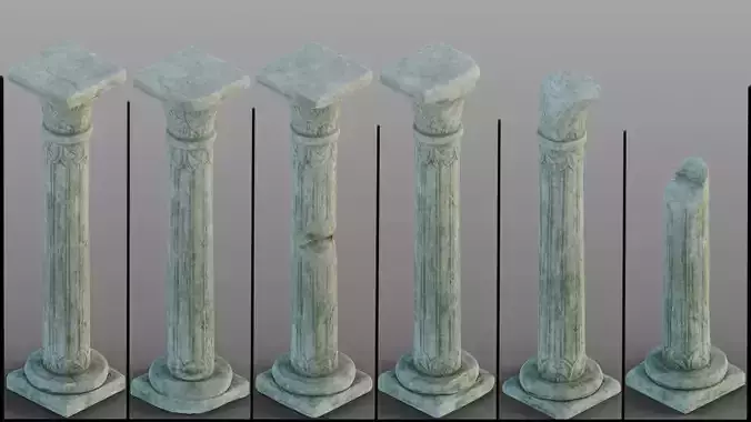 Gothic window pillars 3D model