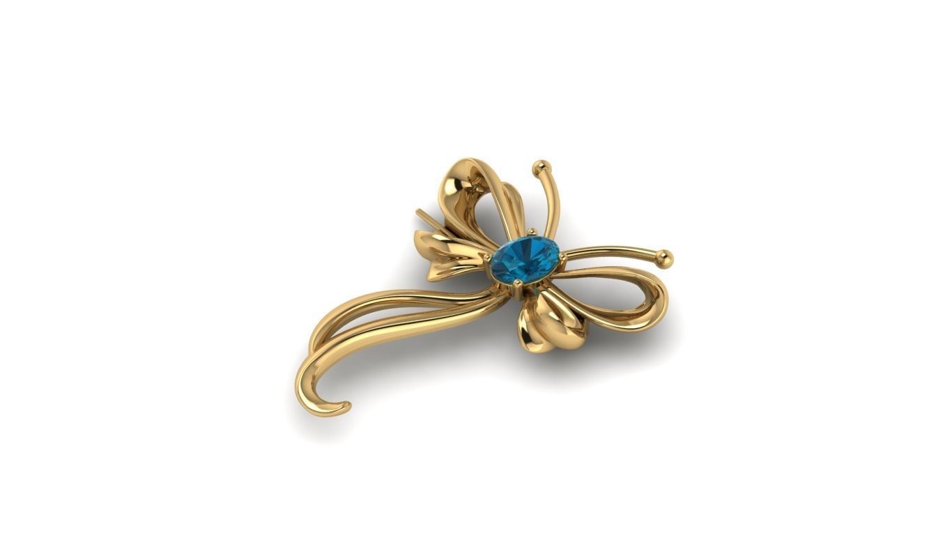 Ribbon Bowknot brooch and pendant 3D print model_6
