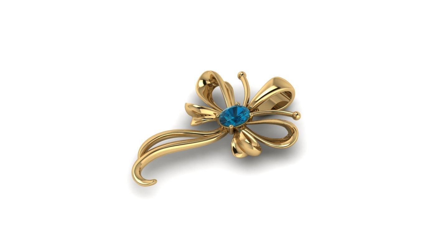 Ribbon Bowknot brooch and pendant 3D print model_4