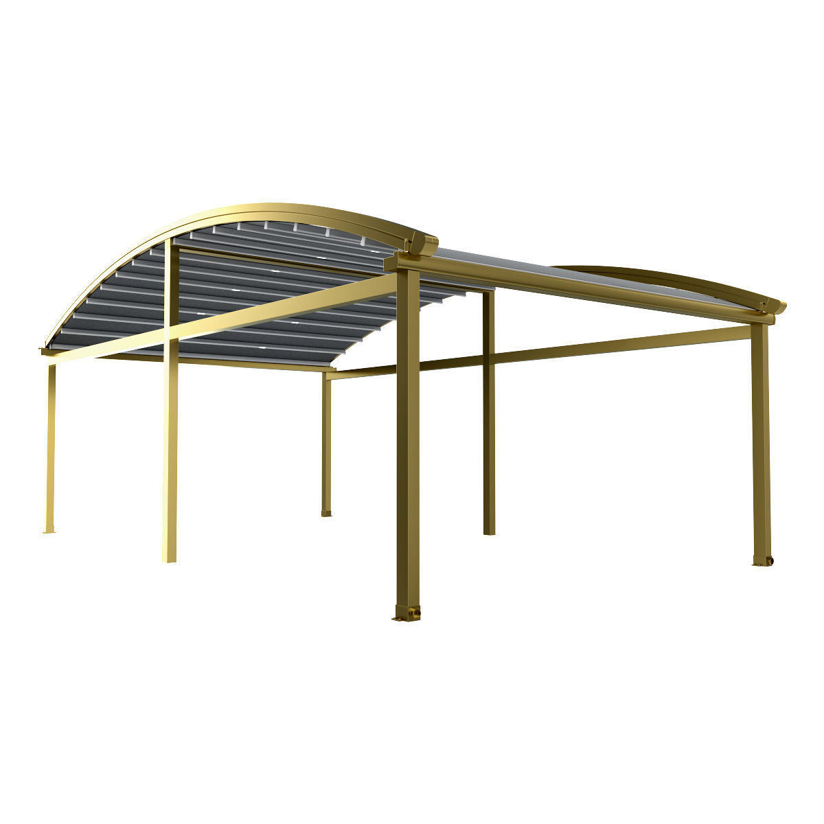 Motorized Pergola 2a brass satin polished 3D model_2