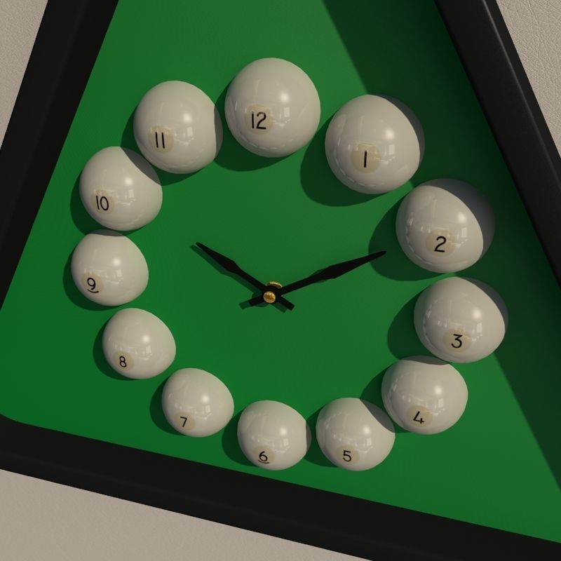 Wall clock billiard 3D model_1
