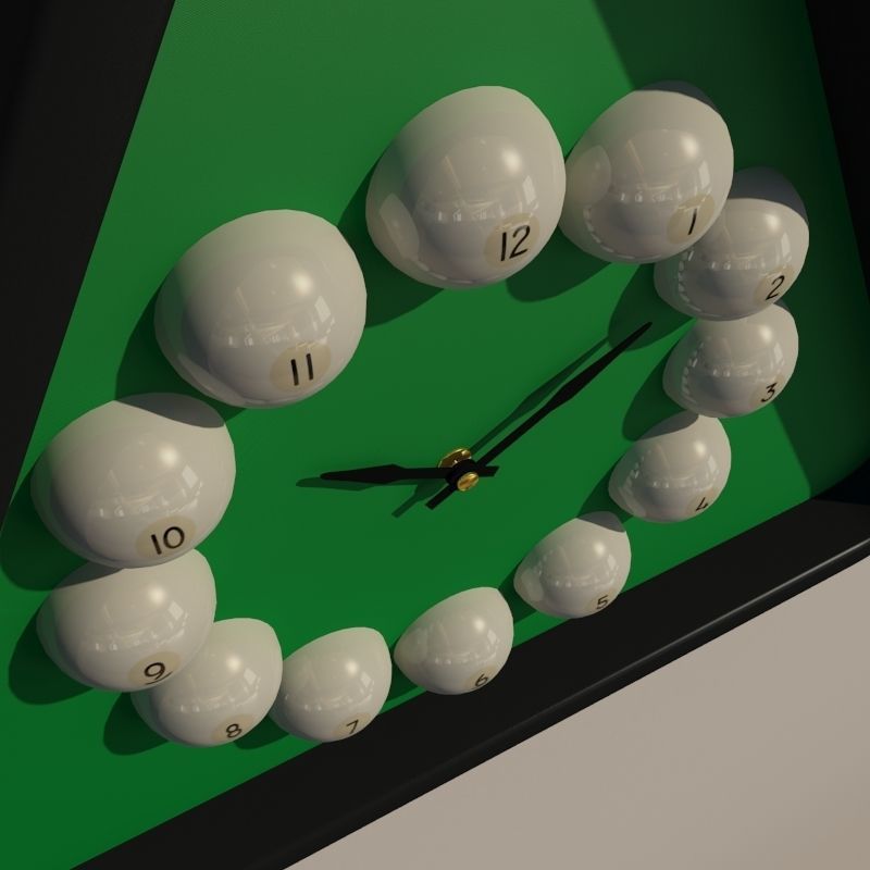 Wall clock billiard 3D model_4
