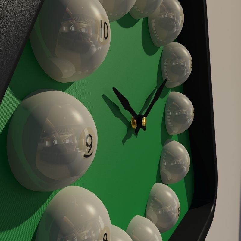 Wall clock billiard 3D model_2
