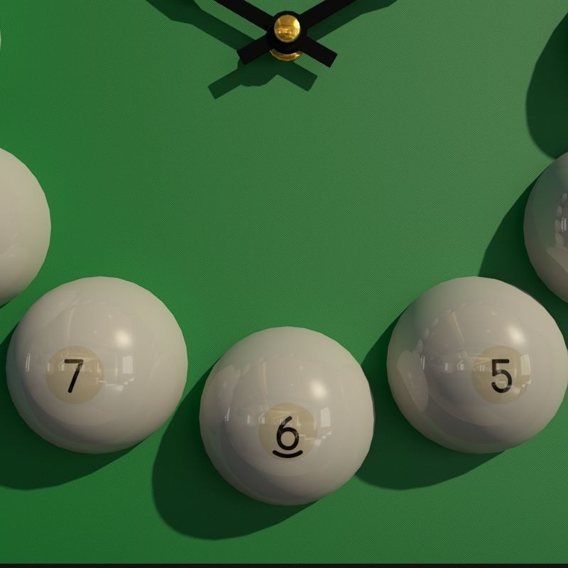Wall clock billiard 3D model_8