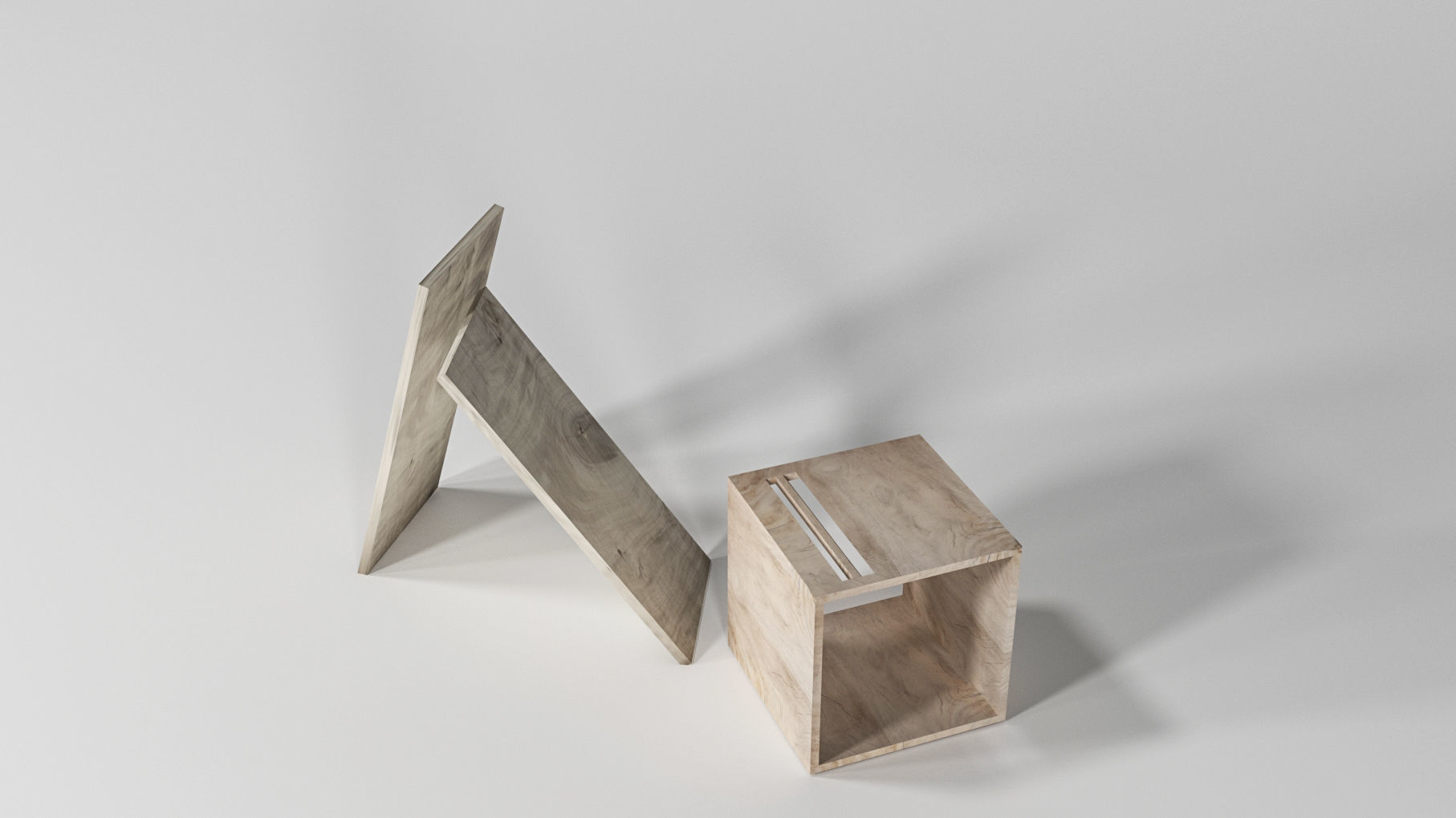 Two Function Easy Simple Square Chair 3D model_4