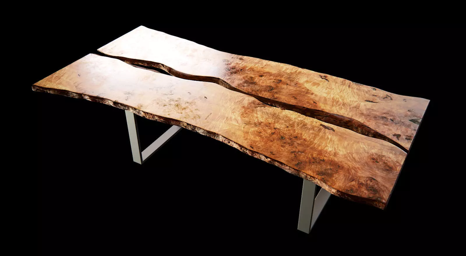Split Wood Bark Table 3D model_0