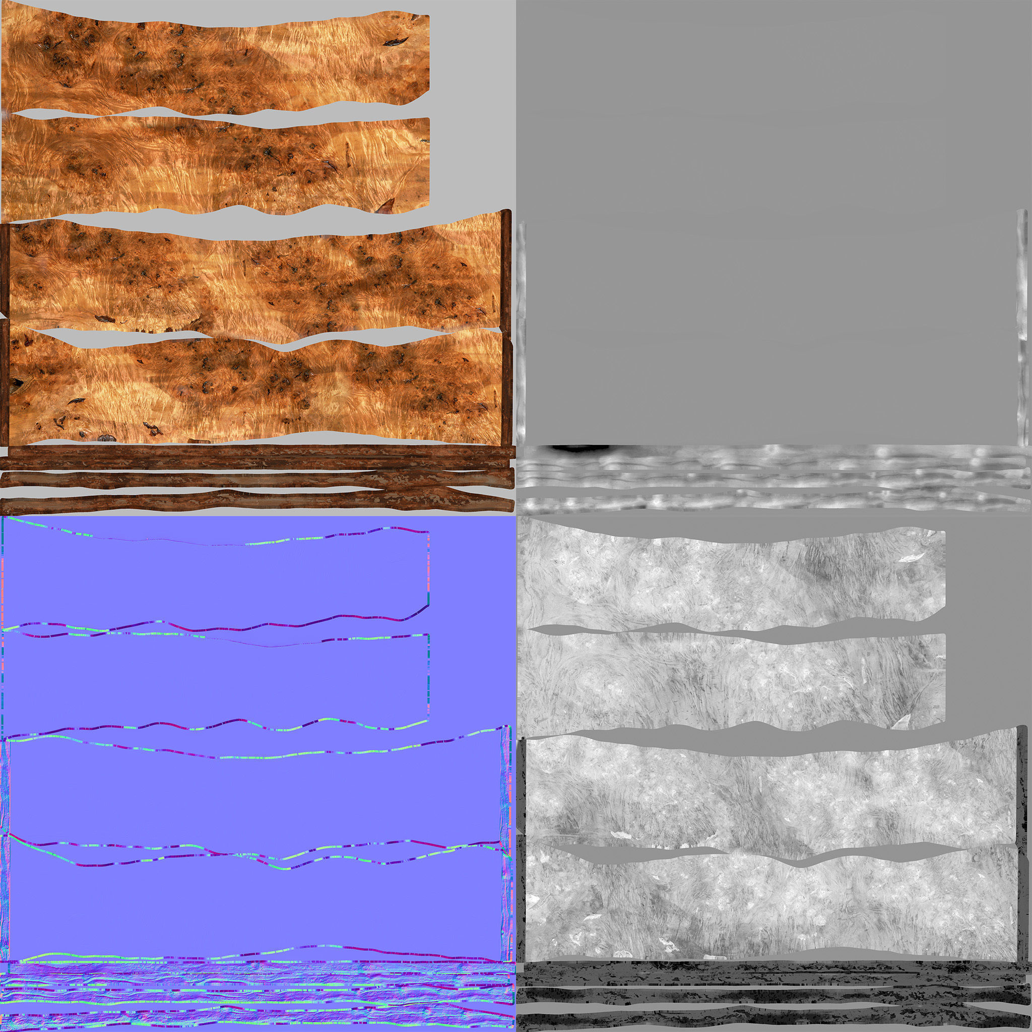 Split Wood Bark Table 3D model_7