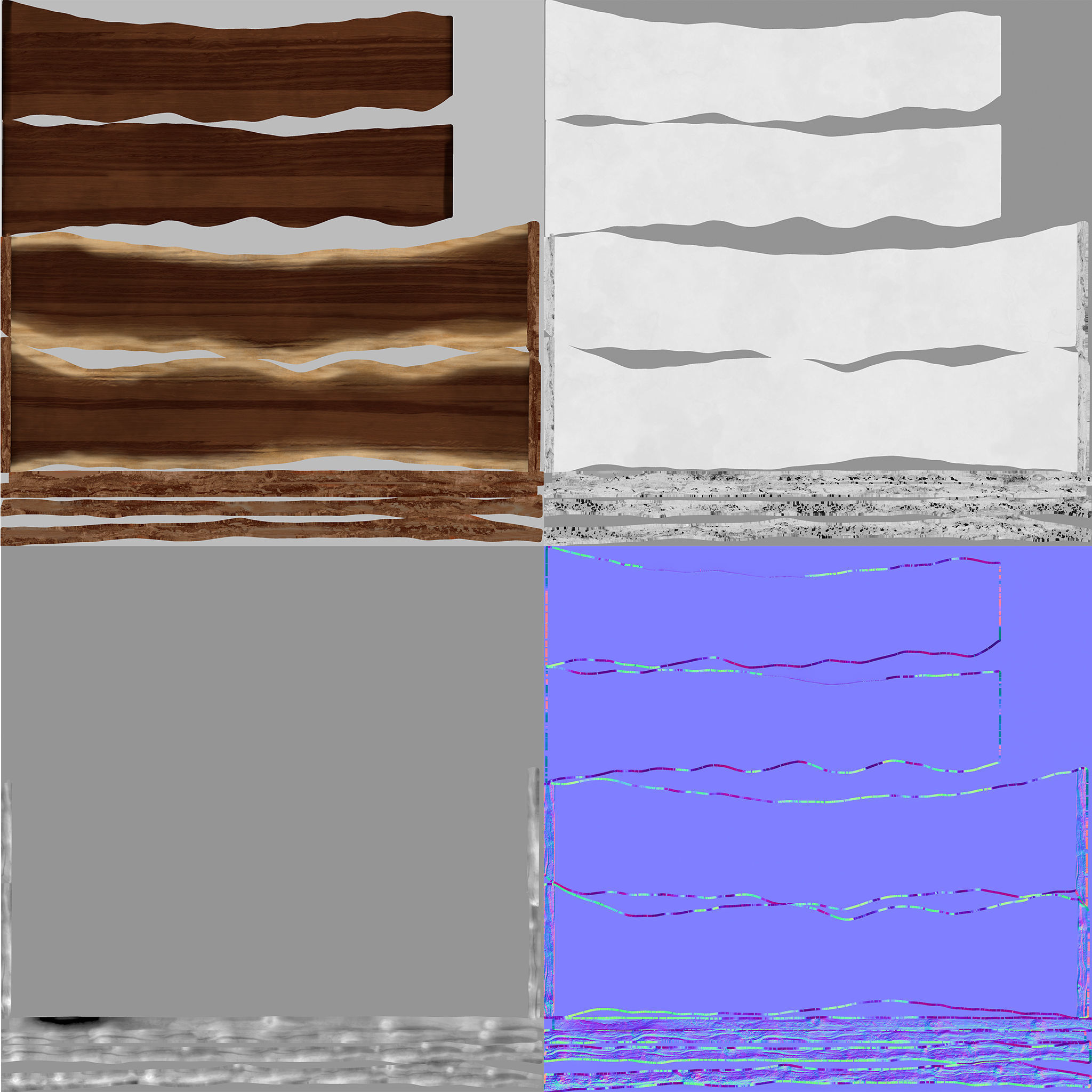 Split Wood Bark Table 3D model_6