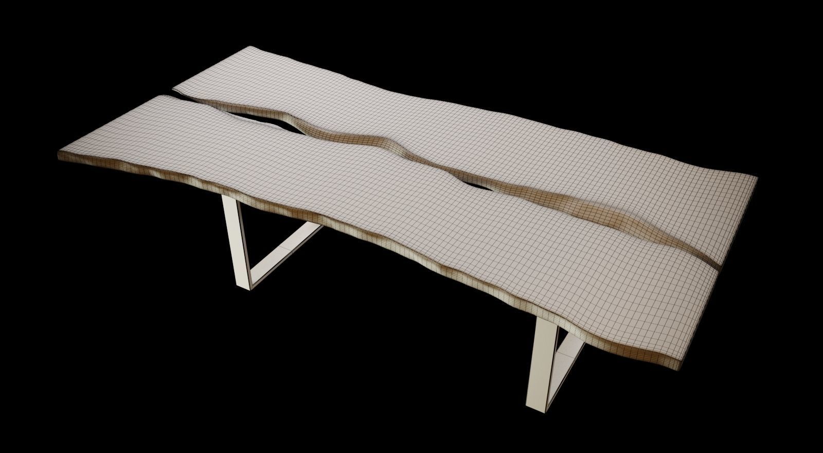 Split Wood Bark Table 3D model_9