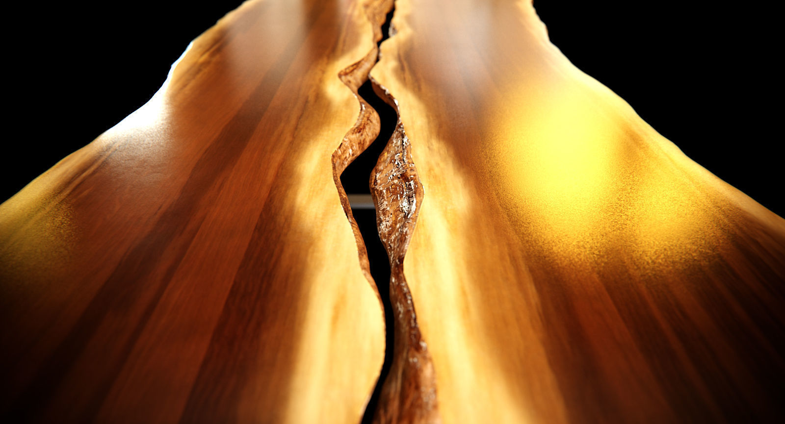 Split Wood Bark Table 3D model_5