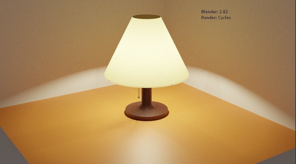 Bedside Lamp - Lampshade - Abajur Low-poly 3D model_3