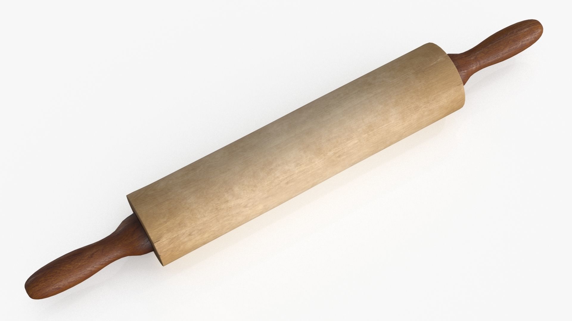 Wooden Rolling Pin Low-poly 3D model_14