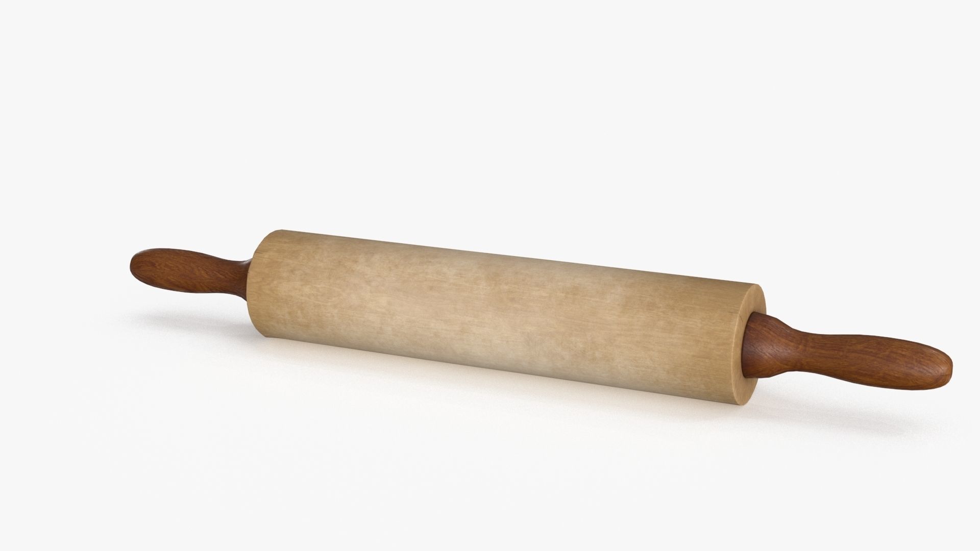 Wooden Rolling Pin Low-poly 3D model_13