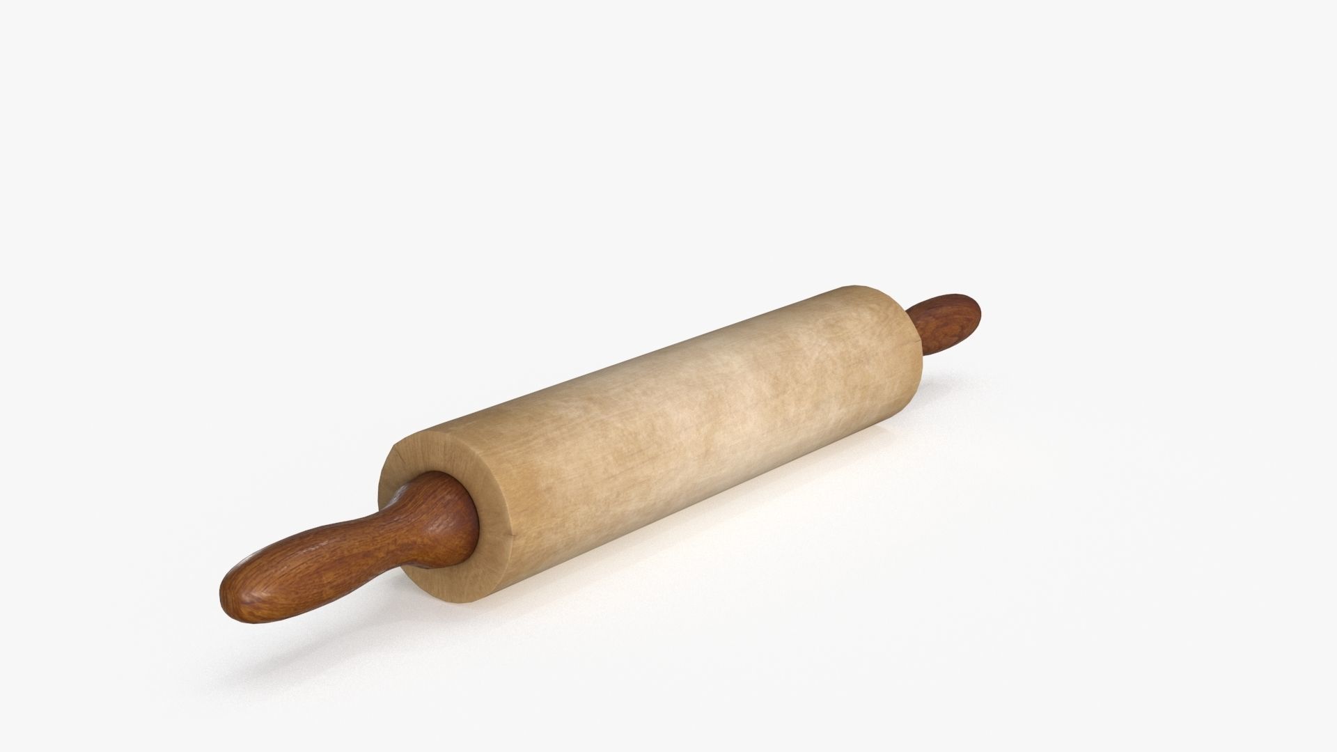 Wooden Rolling Pin Low-poly 3D model_10