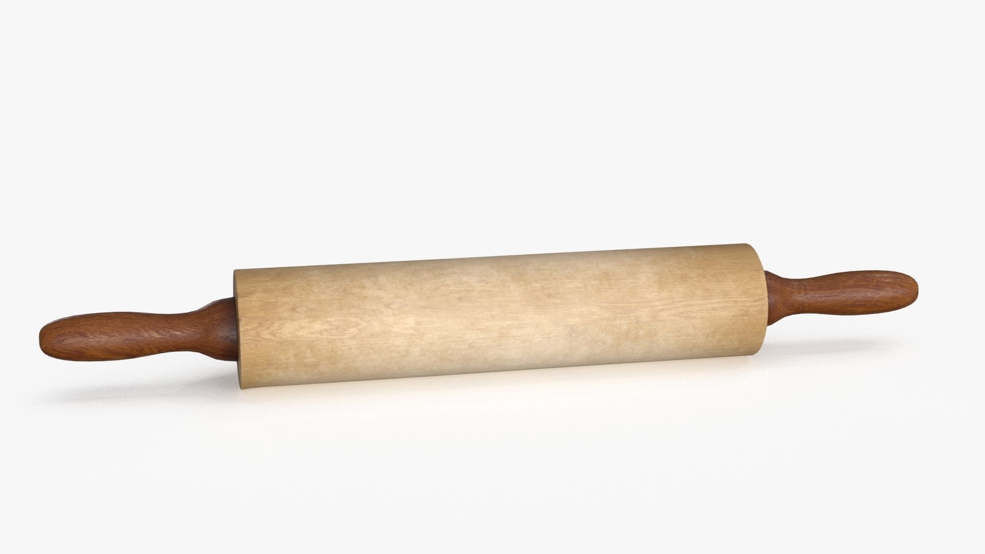 Wooden Rolling Pin Low-poly 3D model_3