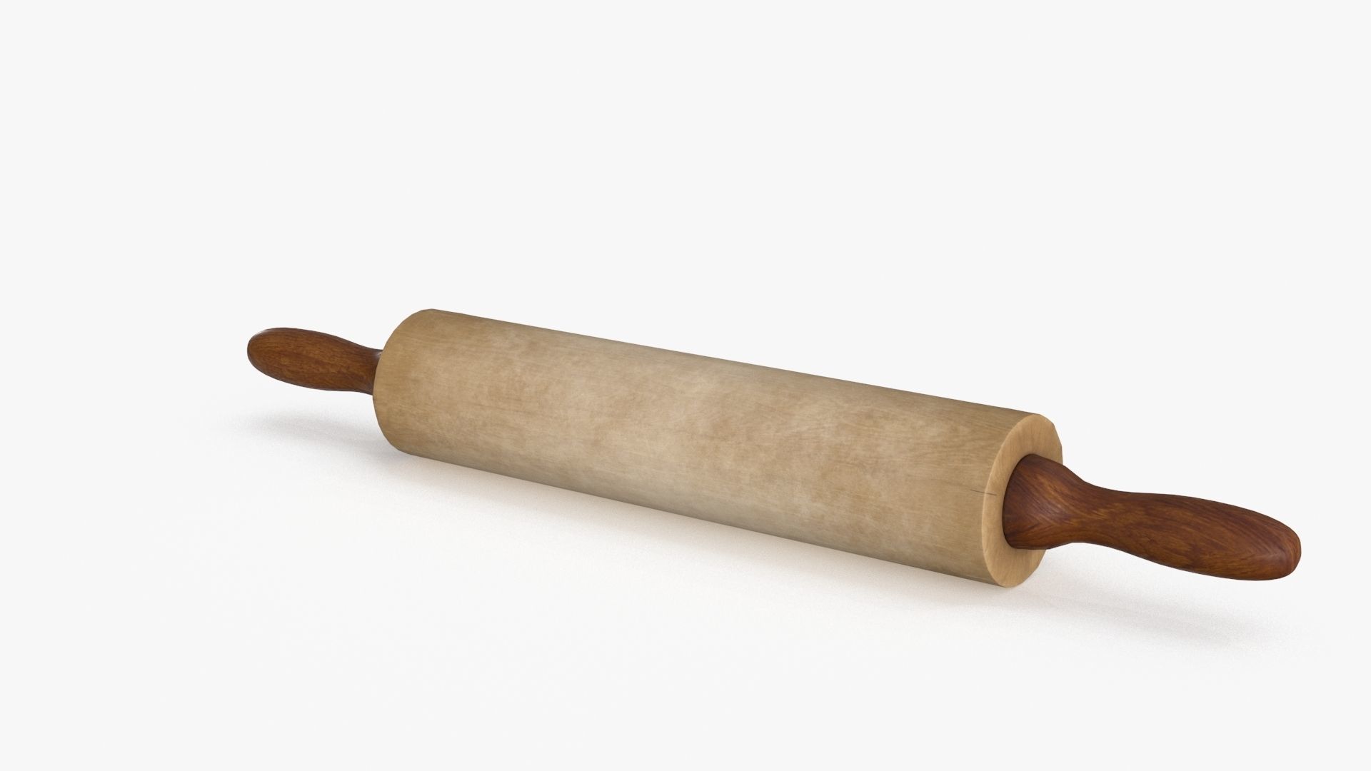 Wooden Rolling Pin Low-poly 3D model_7