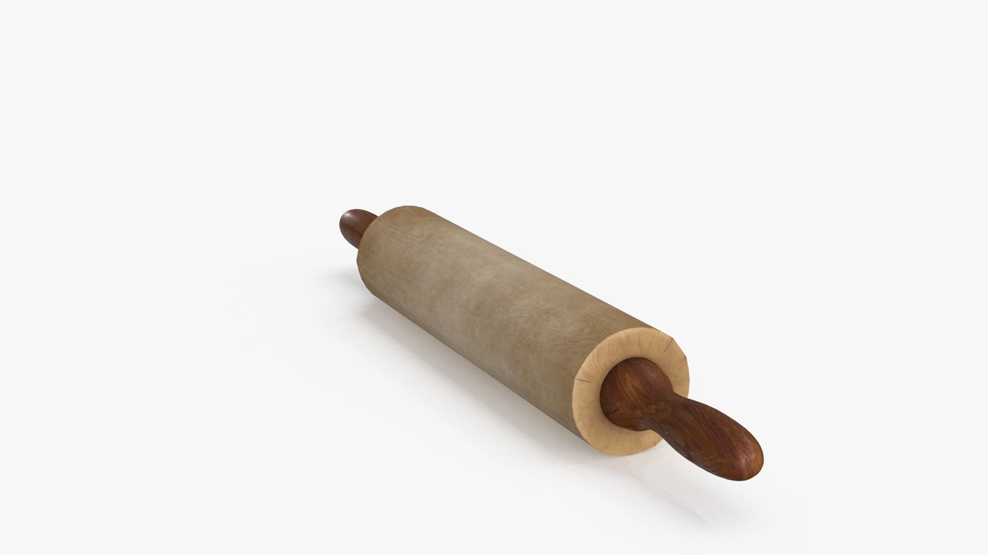 Wooden Rolling Pin Low-poly 3D model_6