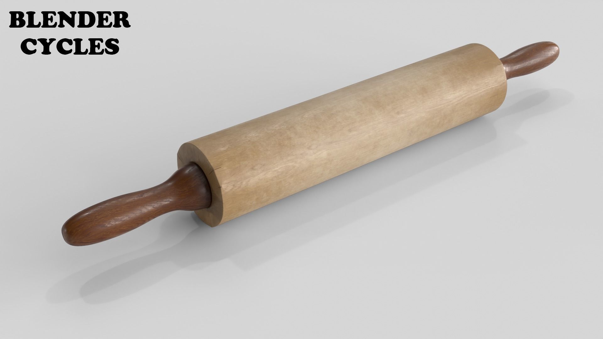 Wooden Rolling Pin Low-poly 3D model_15