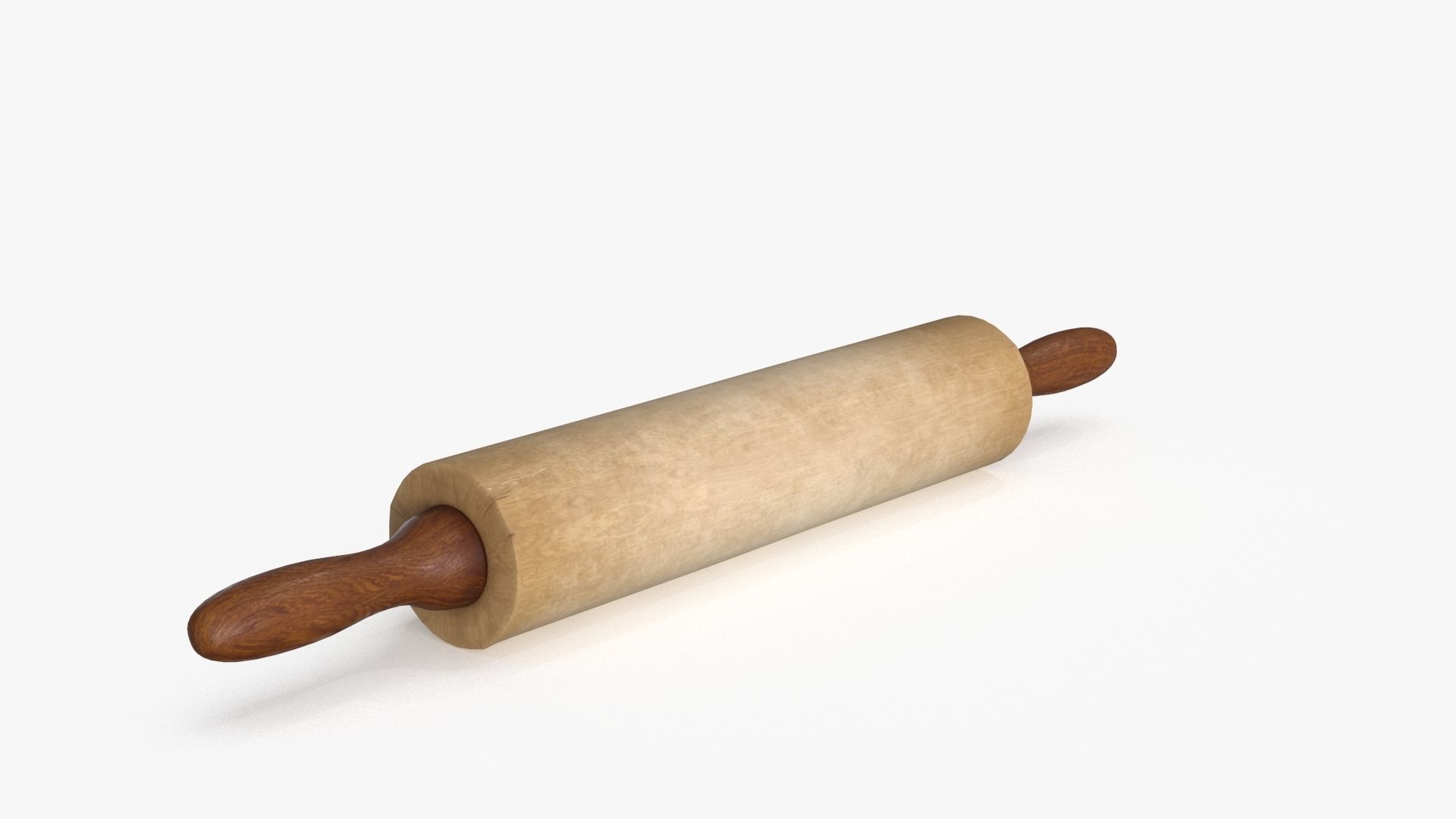 Wooden Rolling Pin Low-poly 3D model_4