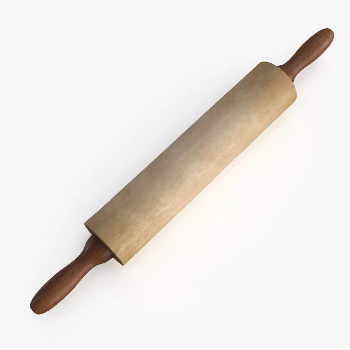 Wooden Rolling Pin Low-poly 3D model_0
