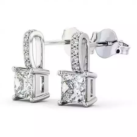 stl file princess cut diamond earrings gold