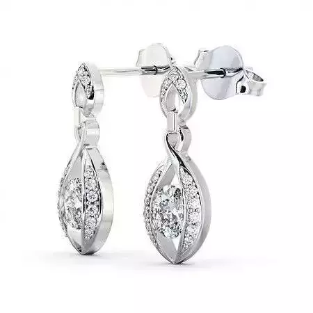 stl file pair of diamond drop earrings gold