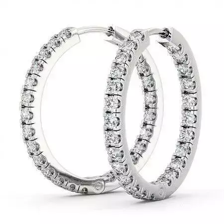 stl file two diamond hoop earrings gold